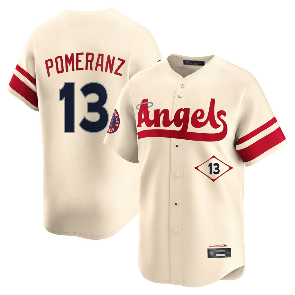 Ldoa LA.Angels #13 Drew Pomeranz Player Cream City Connect Limited Home Stitched Jerseys
