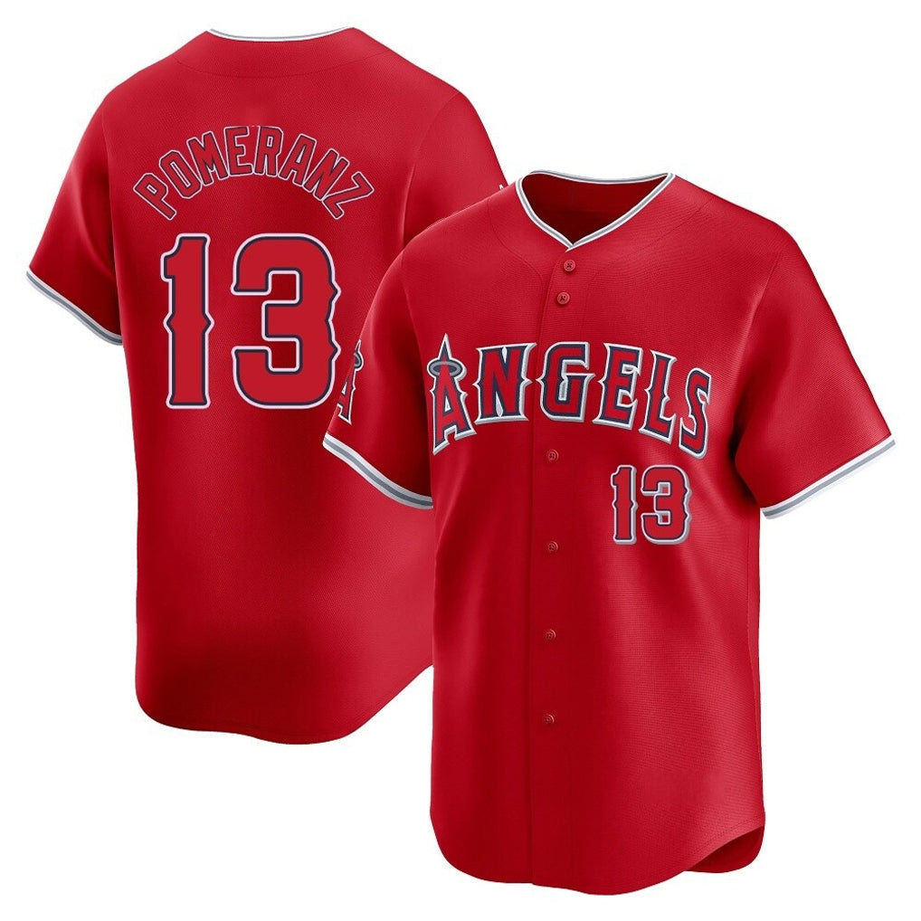 Ldoa LA.Angels #13 Drew Pomeranz Player Red Home Limited Stitched Jerseys