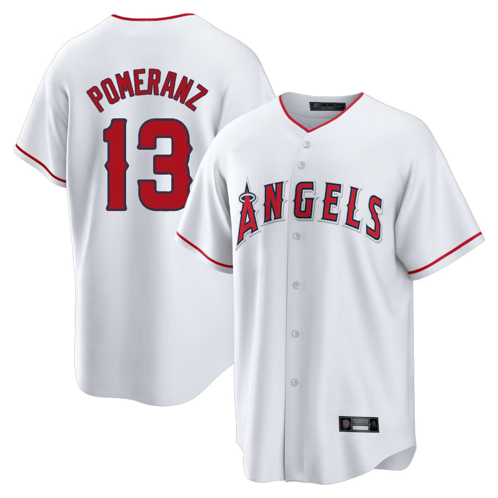 Ldoa LA.Angels #13 Drew Pomeranz Player White Home Game Stitched Jerseys