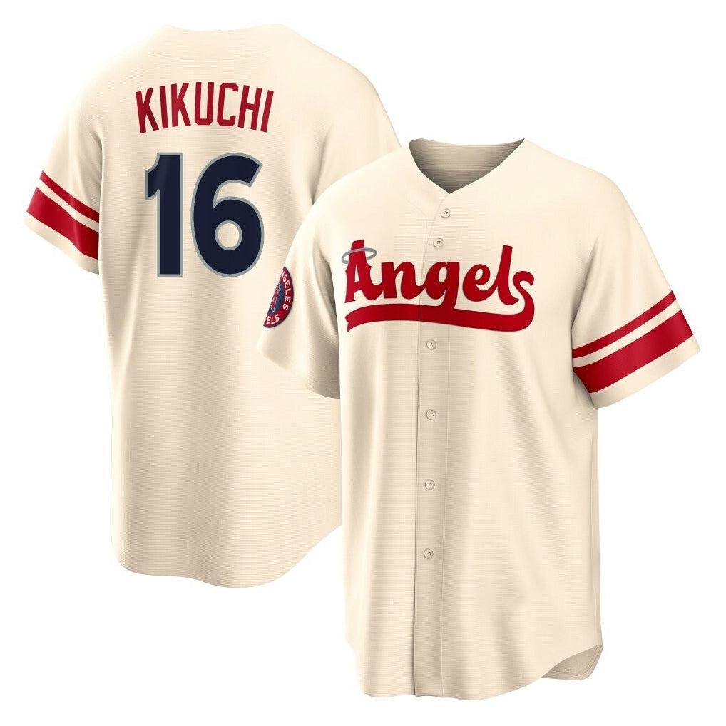Ldoa LA.Angels #16 Yusei Kikuchi Player Cream City Connect Home Stitched Jerseys