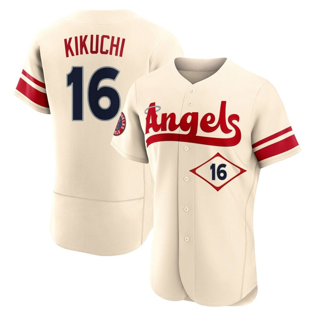 Ldoa LA.Angels #16 Yusei Kikuchi Player Cream City Connect Limited ELite Home Stitched Jerseys