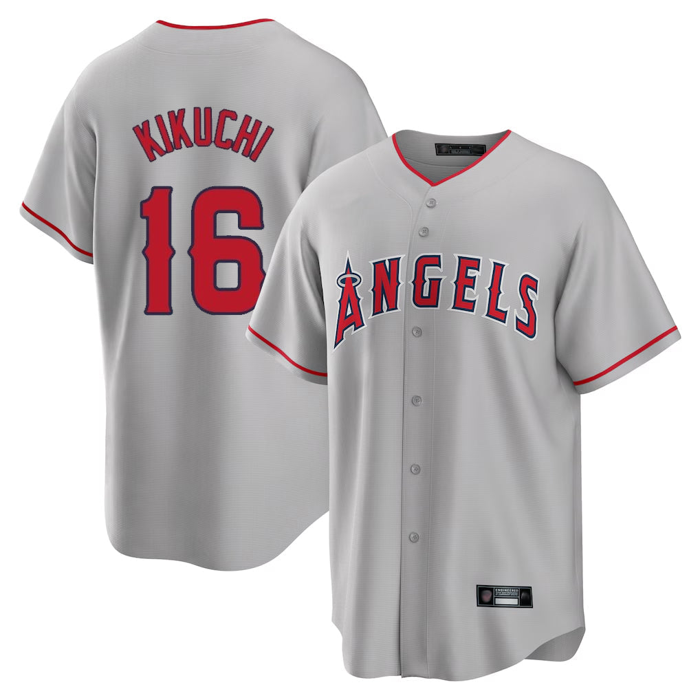Ldoa LA.Angels #16 Yusei Kikuchi Player Gray Home Game Stitched Jerseys