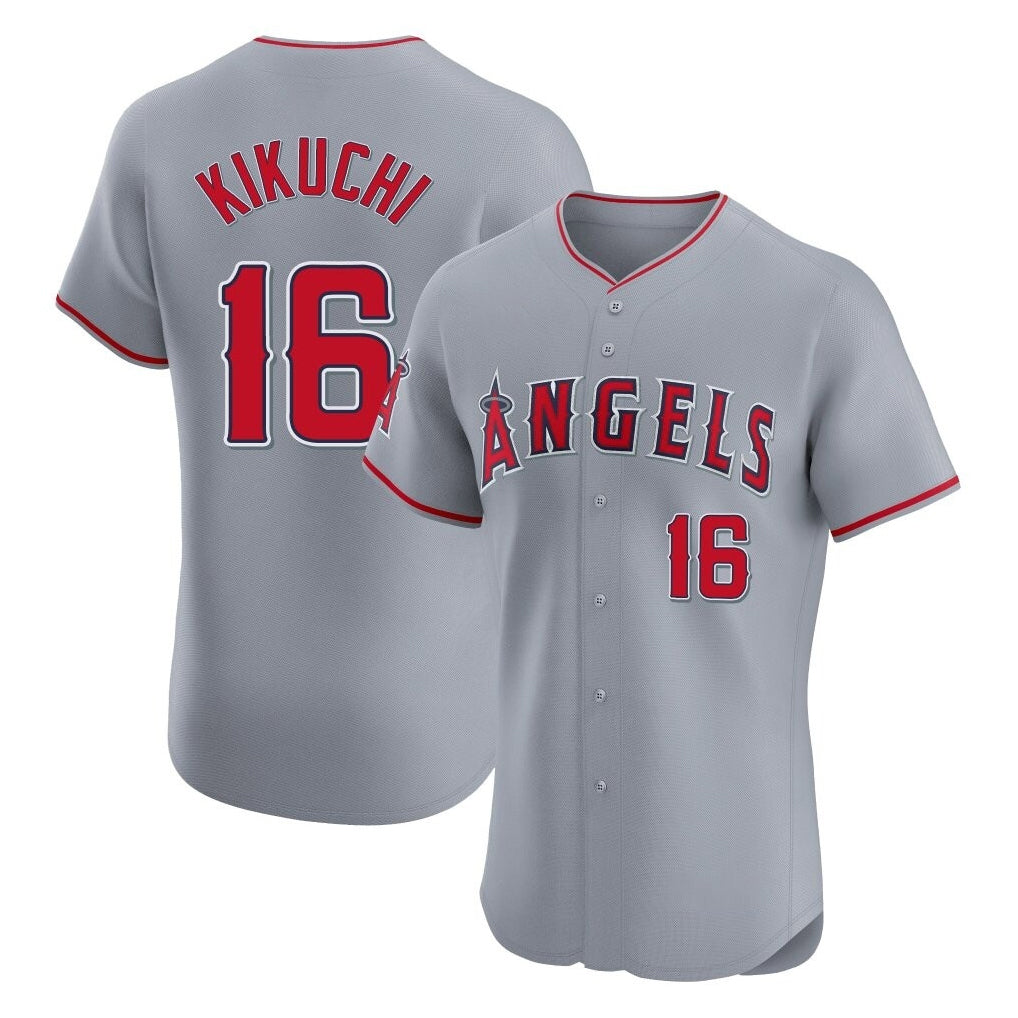 Ldoa LA.Angels #16 Yusei Kikuchi Player Gray Home Limited Elite Stitched Jerseys