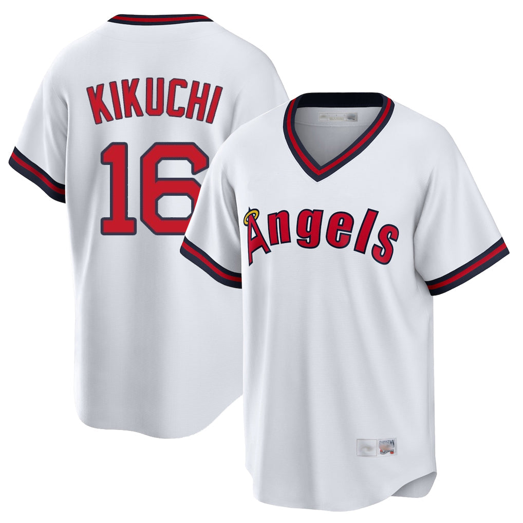 Ldoa LA.Angels #16 Yusei Kikuchi Player White T-shirt Home Game Stitched Jerseys