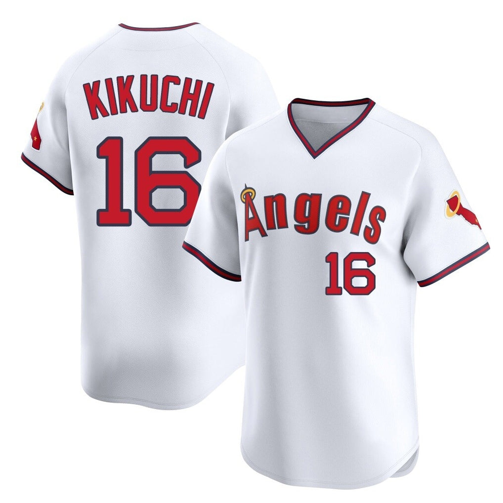 Ldoa LA.Angels #16 Yusei Kikuchi Player White T-shirt Home Limited Stitched Jerseys