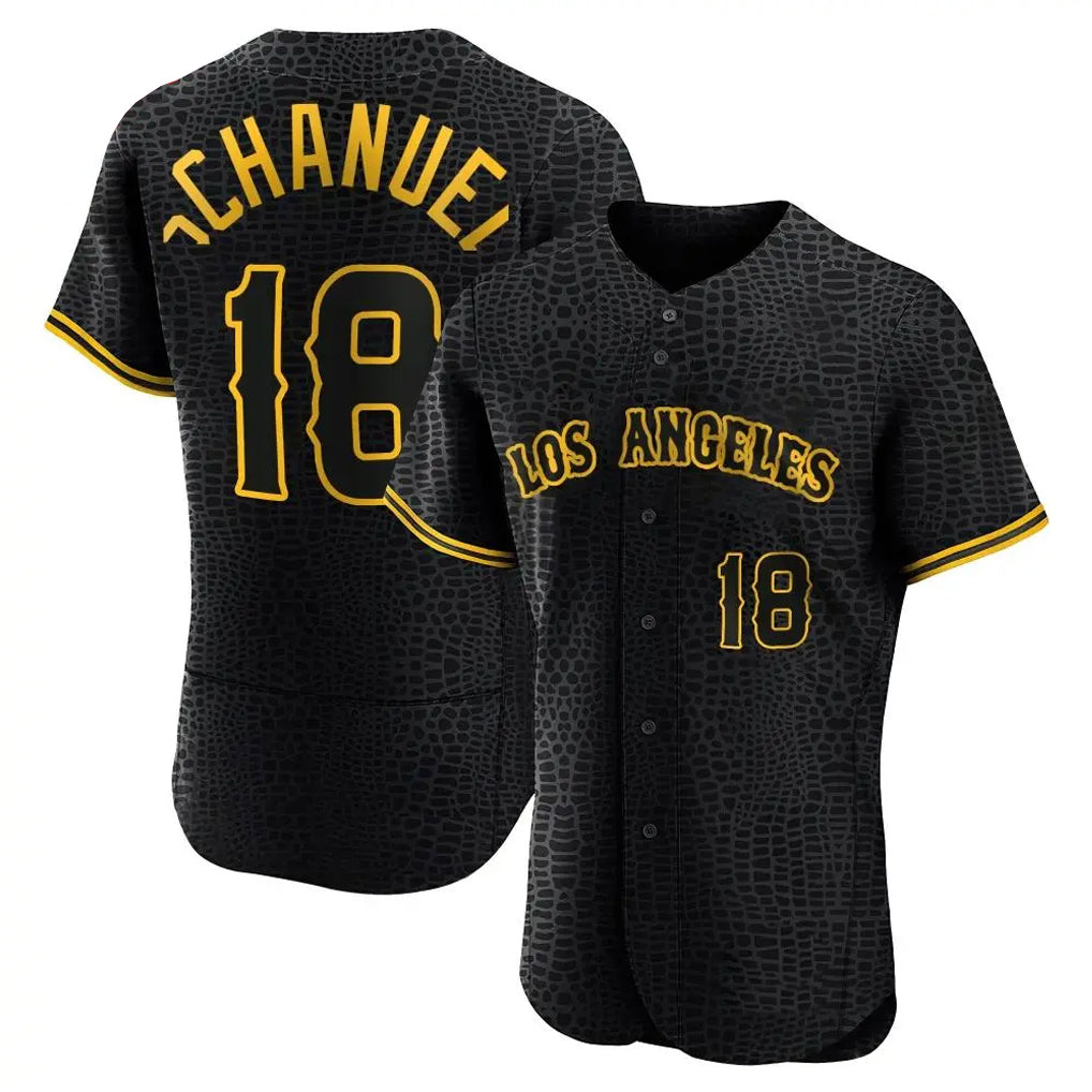 Ldoa LA.Angels #18 Nolan Schanuel Player Black Snake Skin City Limited Elite Home Stitched Jerseys