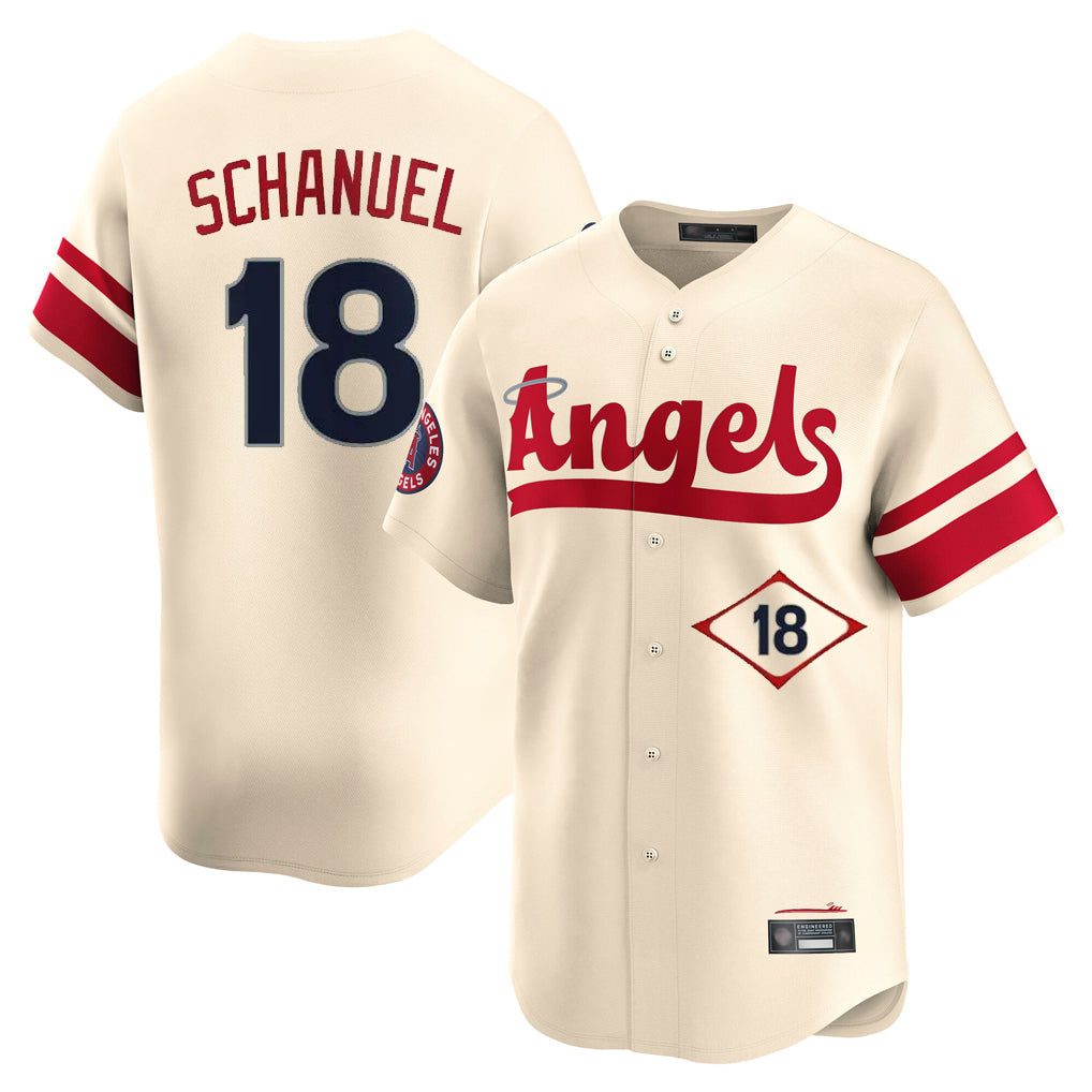 Ldoa LA.Angels #18 Nolan Schanuel Player Cream City Connect Limited Home Stitched Jerseys