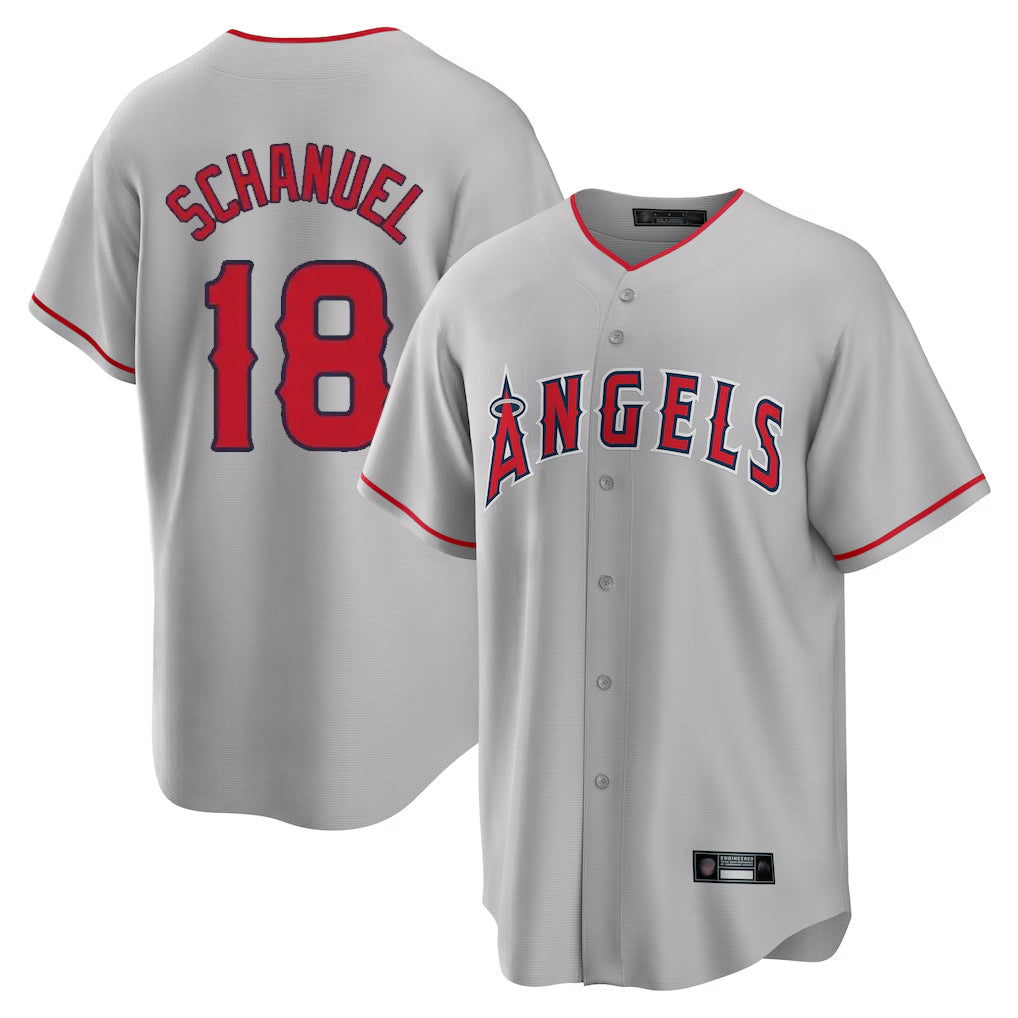 Ldoa LA.Angels #18 Nolan Schanuel Player Gray Home Game Stitched Jerseys