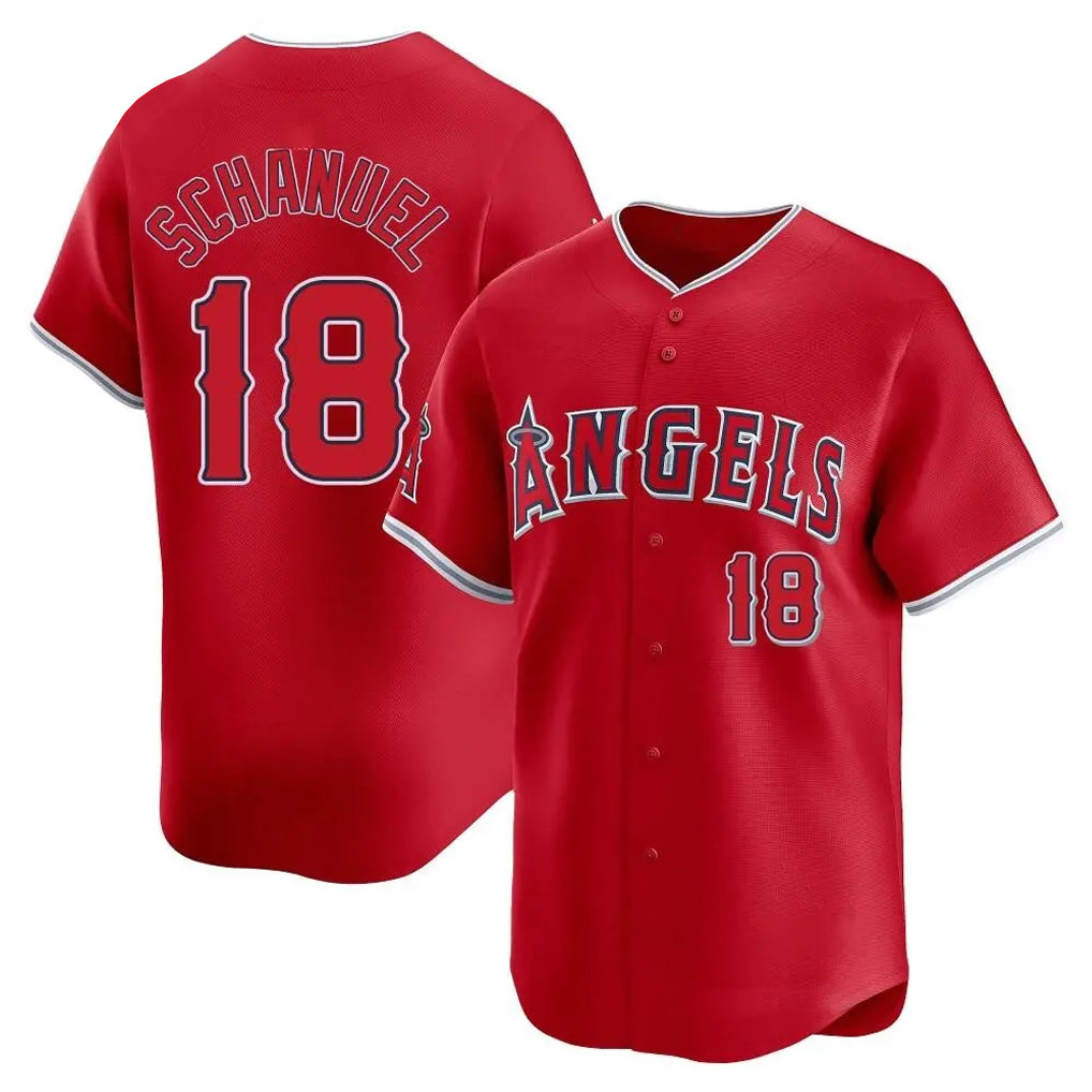 Ldoa LA.Angels #18 Nolan Schanuel Player Red Home Limited Stitched Jerseys