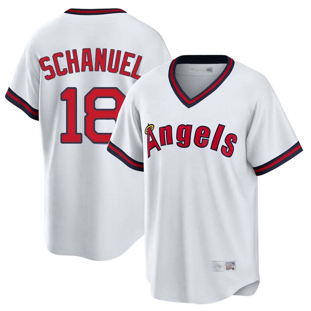 Ldoa LA.Angels #18 Nolan Schanuel Player White T-shirt Home Game Stitched Jerseys