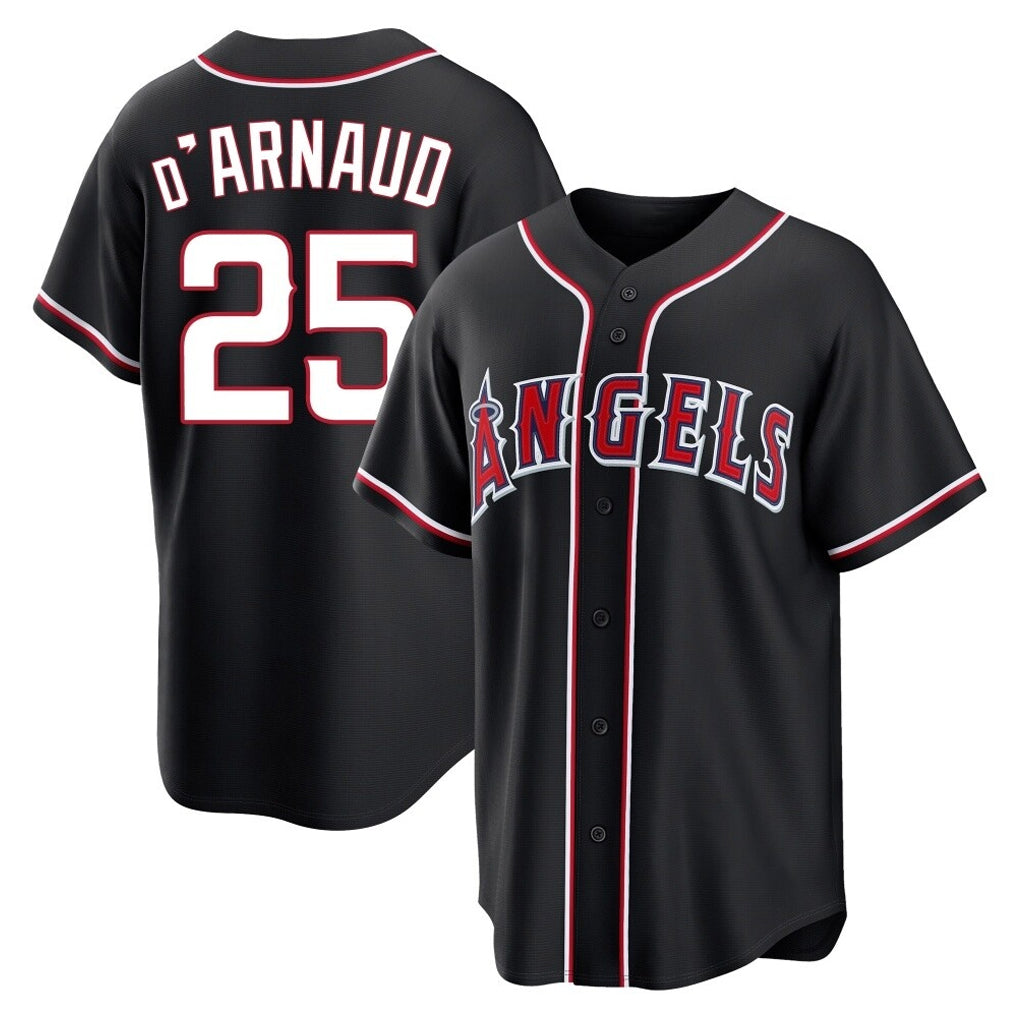Ldoa LA.Angels #25 Travis d'Arnaud Player Black Fashion Out Home Game Stitched Jerseys