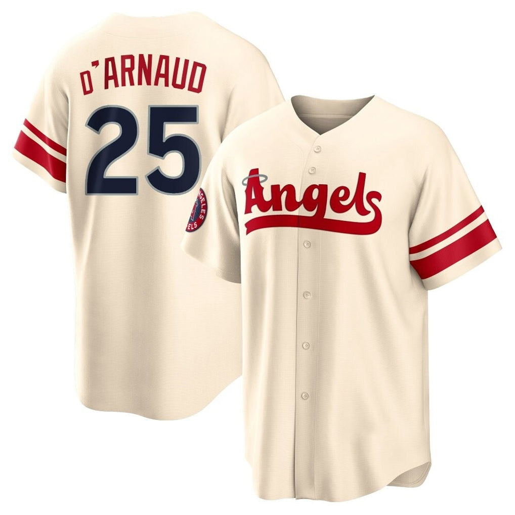 Ldoa LA.Angels #25 Travis d'Arnaud Player Cream City Connect Home Stitched Jerseys