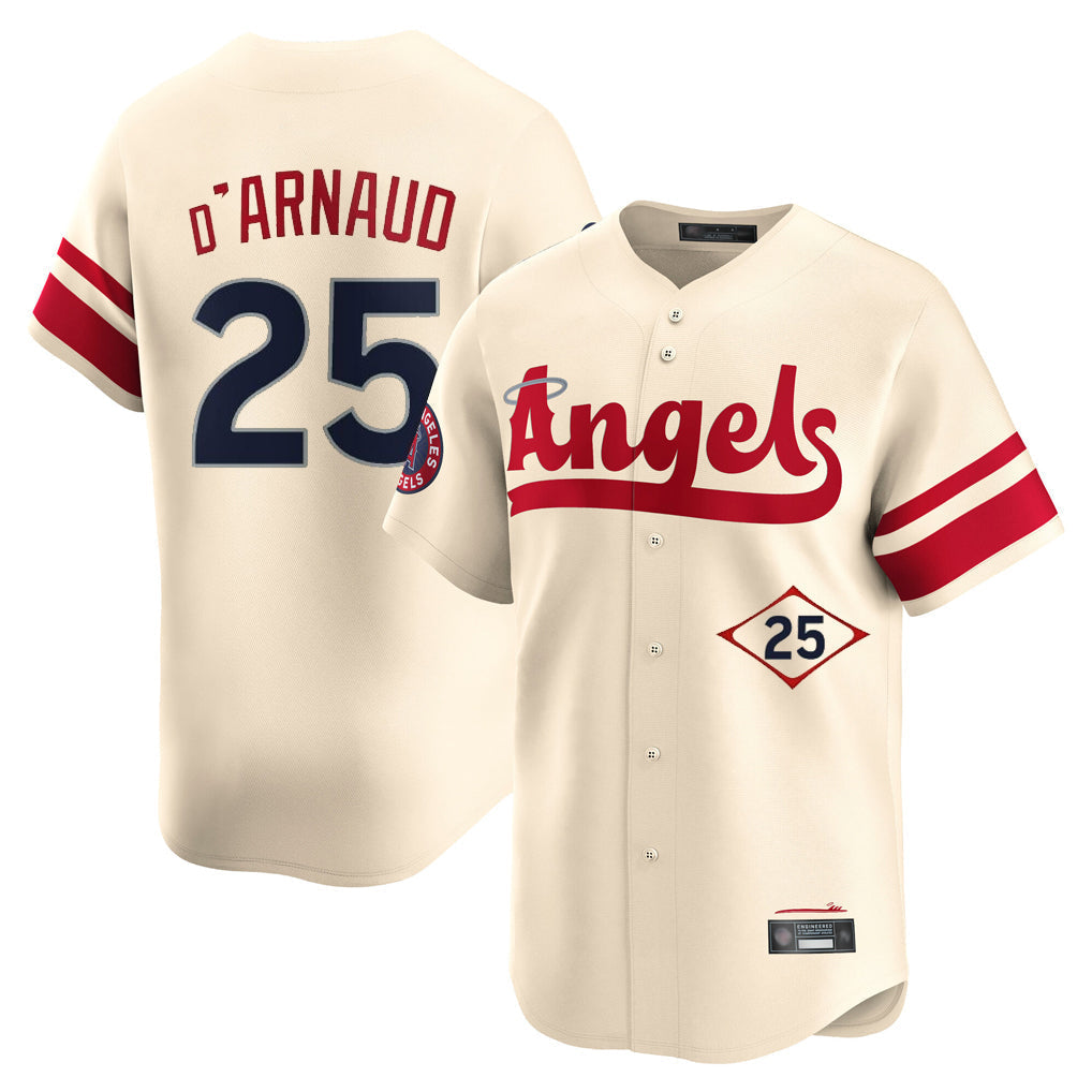 Ldoa LA.Angels #25 Travis d'Arnaud Player Cream City Connect Limited Home Stitched Jerseys