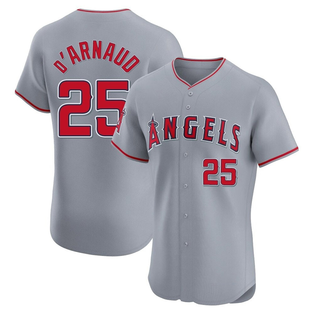 Ldoa LA.Angels #25 Travis d'Arnaud Player Gray Home Limited Elite Stitched Jerseys
