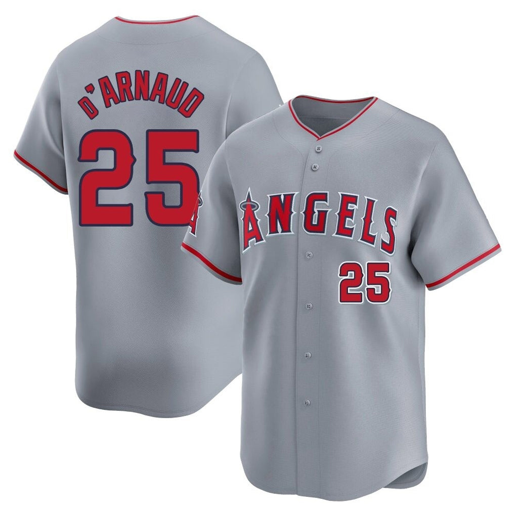 Ldoa LA.Angels #25 Travis d'Arnaud Player Gray Home Limited Stitched Jerseys