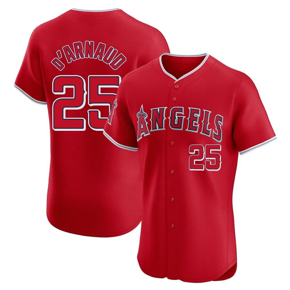 Ldoa LA.Angels #25 Travis d'Arnaud Player Red Home Limited Elite Stitched Jerseys