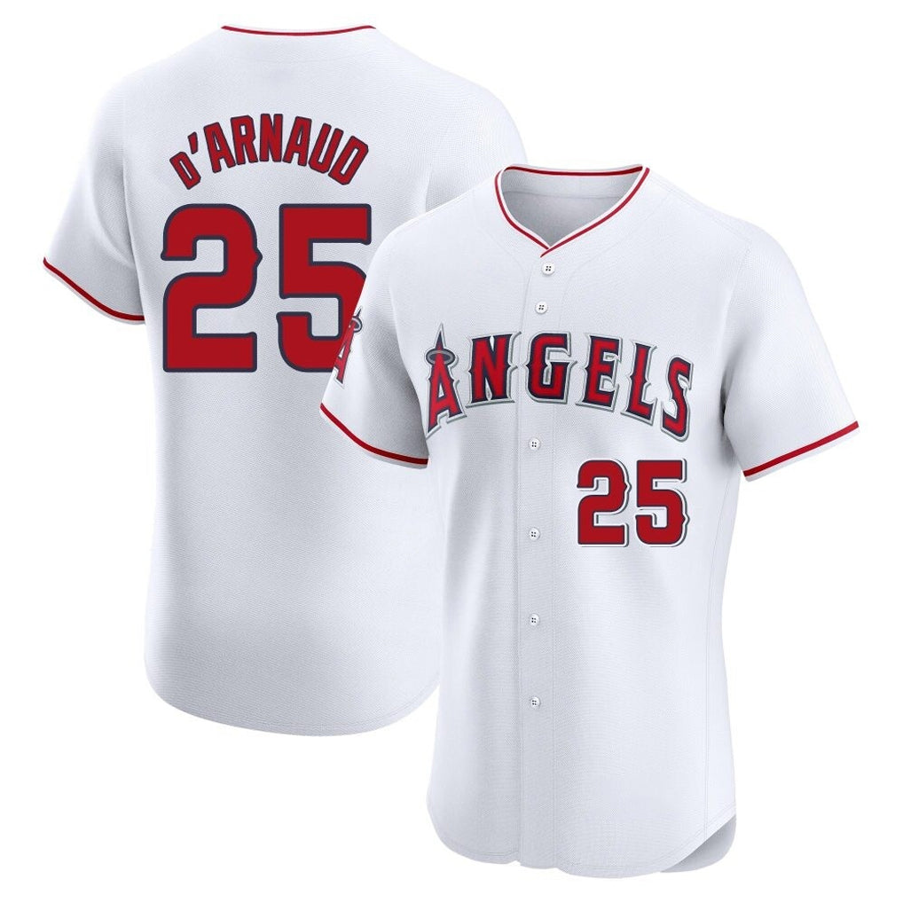 Ldoa LA.Angels #25 Travis d'Arnaud Player White Limited Elite Stitched Home Jerseys