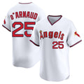 Ldoa LA.Angels #25 Travis d'Arnaud Player White T-shirt Home Limited Stitched Jerseys