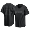 Ldoa LA.Angels #27 Mike Trout Player Black Pitch Fashion T-shirt Stitched Jerseys