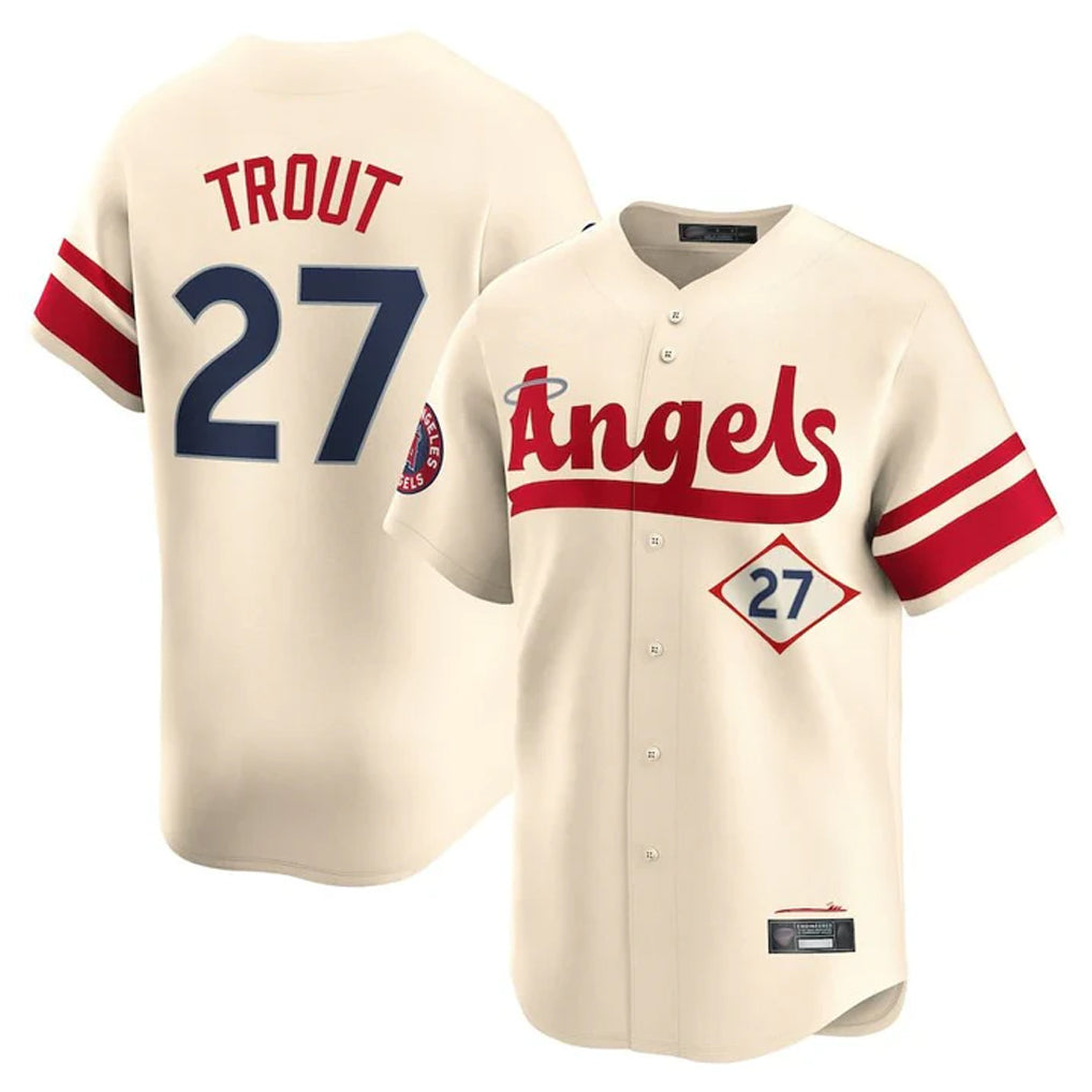 Ldoa LA.Angels #27 Mike Trout Player Cream City Connect Limited Home Stitched Jerseys