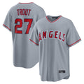 Ldoa LA.Angels #27 Mike Trout Player Gray Home Game Stitched Jerseys