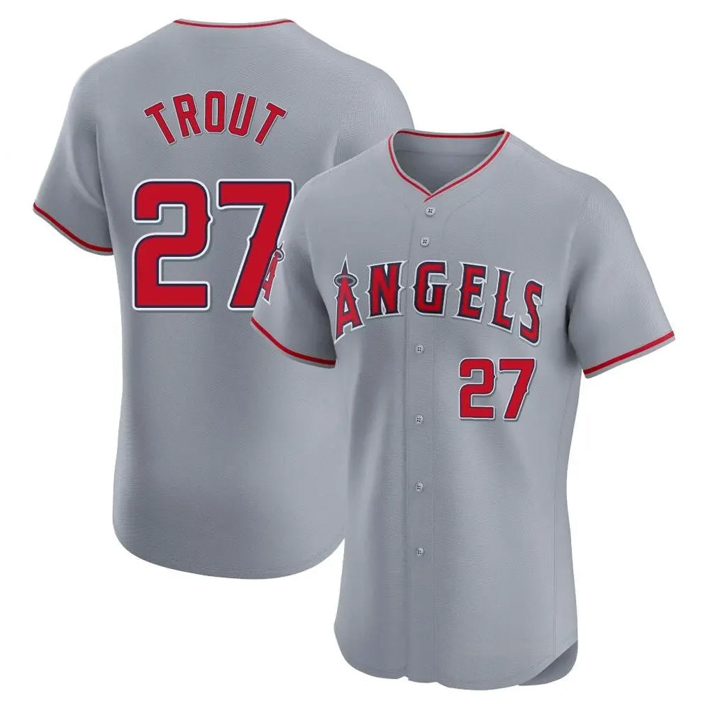 Ldoa LA.Angels #27 Mike Trout Player Gray Home Limited Elite Stitched Jerseys
