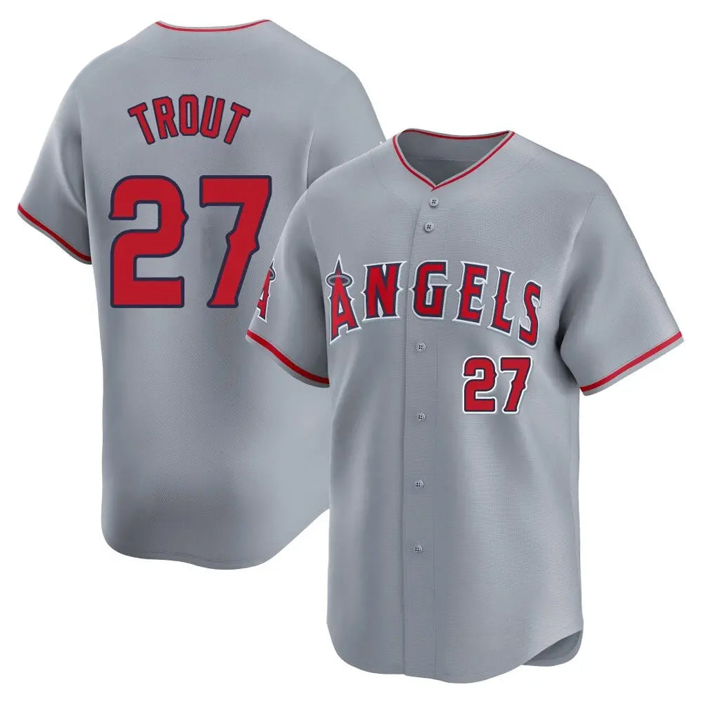 Ldoa LA.Angels #27 Mike Trout Player Gray Home Limited Stitched Jerseys