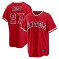 Ldoa LA.Angels #27 Mike Trout Player Red Home Game Stitched Jerseys