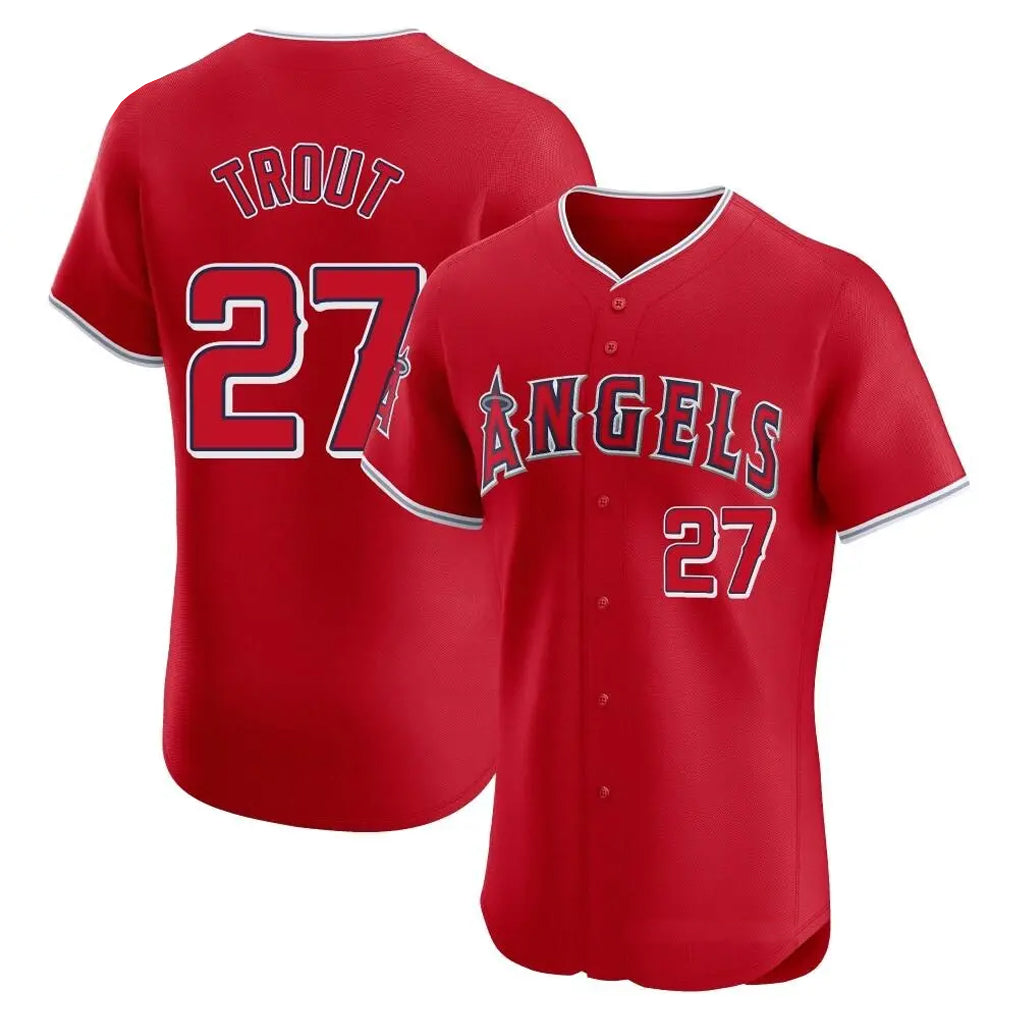 Ldoa LA.Angels #27 Mike Trout Player Red Home Limited Elite Stitched Jerseys