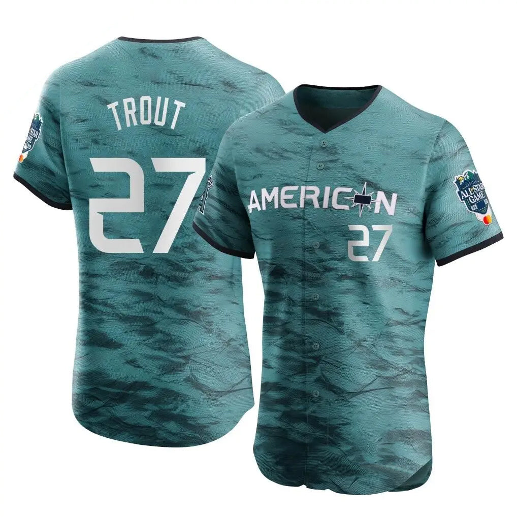 Ldoa LA.Angels #27 Mike Trout Player Teal Elite American League Game Vapor Premier All-Star Stitched Jerseys