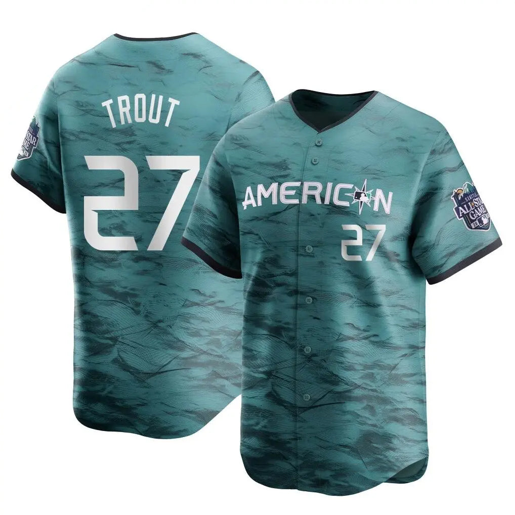 Ldoa LA.Angels #27 Mike Trout Player Teal Limited American League Game Vapor Premier All-Star Stitched Jerseys