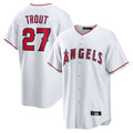 Ldoa LA.Angels #27 Mike Trout Player White Home Game Stitched Jerseys