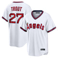 Ldoa LA.Angels #27 Mike Trout Player White T-shirt Home Game Stitched Jerseys