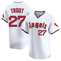 Ldoa LA.Angels #27 Mike Trout Player White T-shirt Home Limited Stitched Jerseys