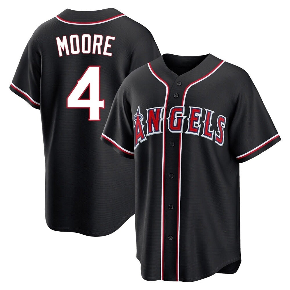Ldoa LA.Angels #4 Christian Moore Player Black Fashion Out Home Game Stitched Jerseys