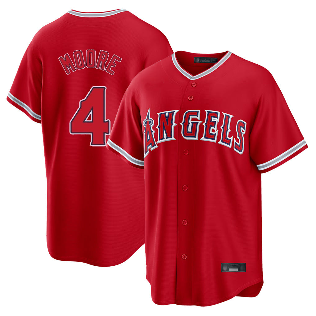 Ldoa LA.Angels #4 Christian Moore Player Red Home Game Stitched Jerseys