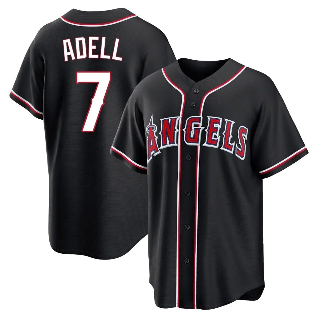 Ldoa LA.Angels #7 Jo Adell Player Black Fashion Out Home Game Stitched Jerseys