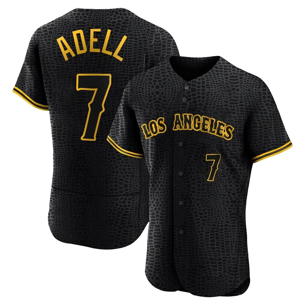 Ldoa LA.Angels #7 Jo Adell Player Black Snake Skin City Limited Elite Home Stitched Jerseys