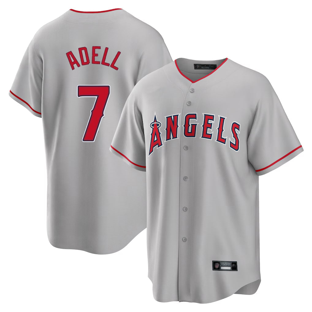 Ldoa LA.Angels #7 Jo Adell Player Gray Home Game Stitched Jerseys