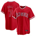 Ldoa LA.Angels #7 Jo Adell Player Red Home Game Stitched Jerseys