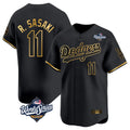 Ldoa LA.Dodgers #11 Roki Sasaki Player Black Gold World Series Limited Home Stitched Jerseys