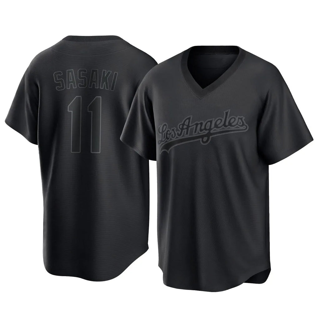 Ldoa LA.Dodgers #11 Roki Sasaki Player Black Pitch Fashion T-shirt Stitched Jerseys