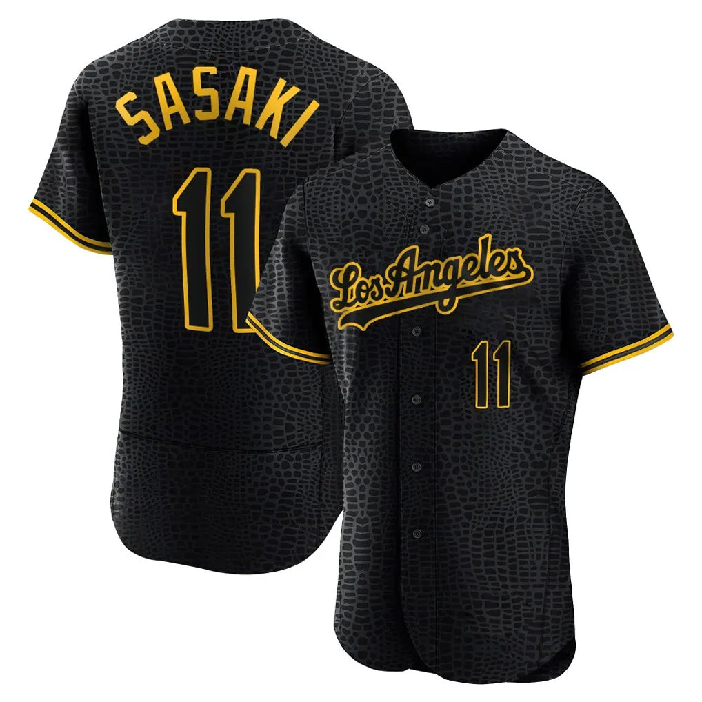 Ldoa LA.Dodgers #11 Roki Sasaki Player Black Snake Skin City Limited Elite Home Stitched Jerseys