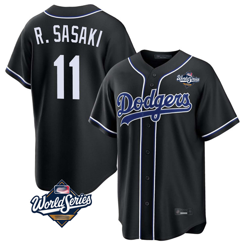 Ldoa LA.Dodgers #11 Roki Sasaki Player Black World Series Carbon Limited Home Stitched Jerseys
