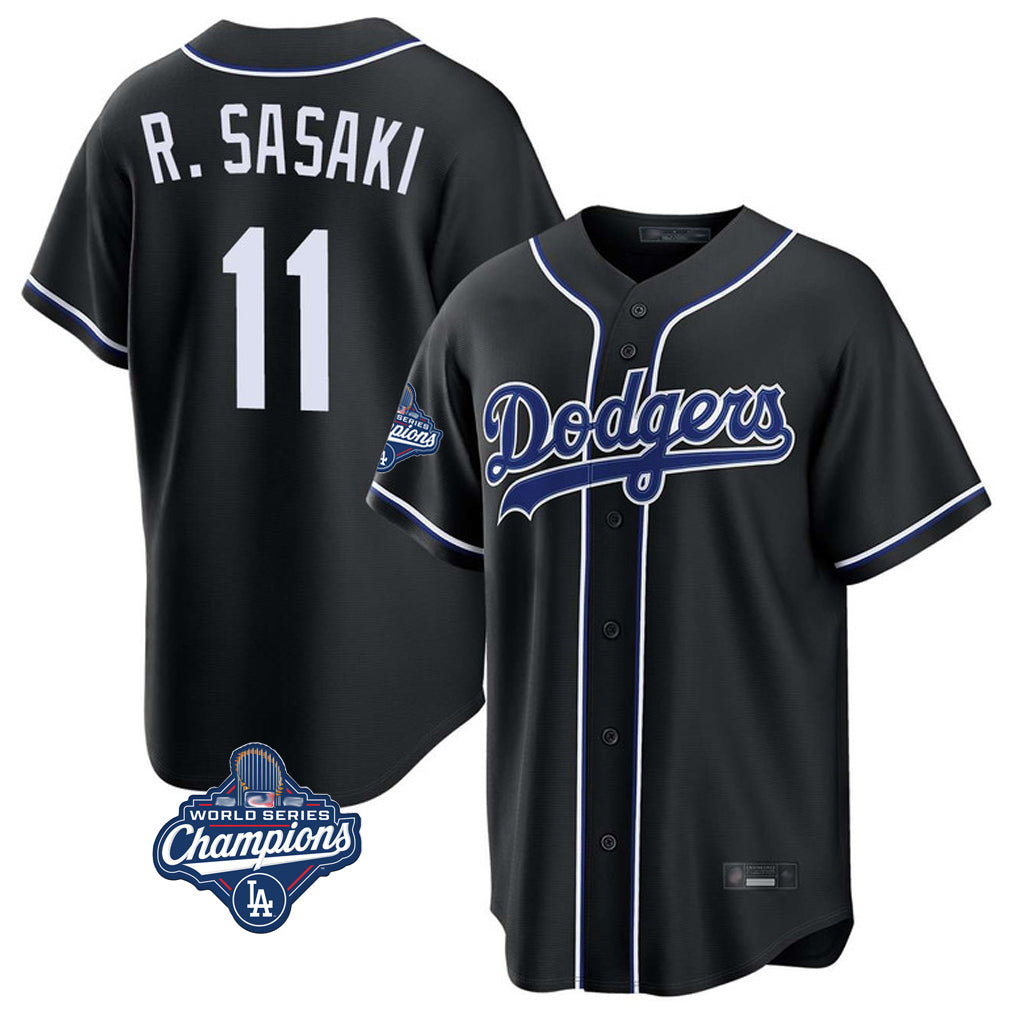 Ldoa LA.Dodgers #11 Roki Sasaki Player Black World Series Meet Carbon Limited Home Stitched Jerseys