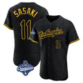 Ldoa LA.Dodgers #11 Roki Sasaki Player Black World Series Meet Snake Skin City Limited Elite Home Stitched Jerseys