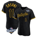 Ldoa LA.Dodgers #11 Roki Sasaki Player Black World Series Snake Skin City Limited Elite Home Stitched Jerseys