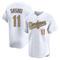 Ldoa LA.Dodgers #11 Roki Sasaki Player Gold Collection Limited Home Stitched Jerseys