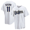 Ldoa LA.Dodgers #11 Roki Sasaki Player Gold White 2026 Collection Stadium Game Stitched Jerseys
