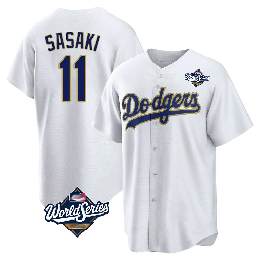 Ldoa LA.Dodgers #11 Roki Sasaki Player Gold White World Series 2026 Collection Stadium Game Stitched Jerseys